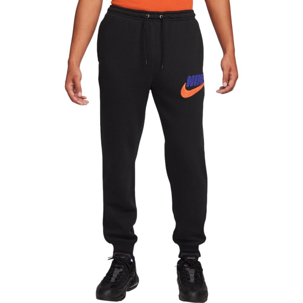 Nike Club Fleece Men's Joggers Chenille Patch Logo Size 3XL Black/Orange/Blue
